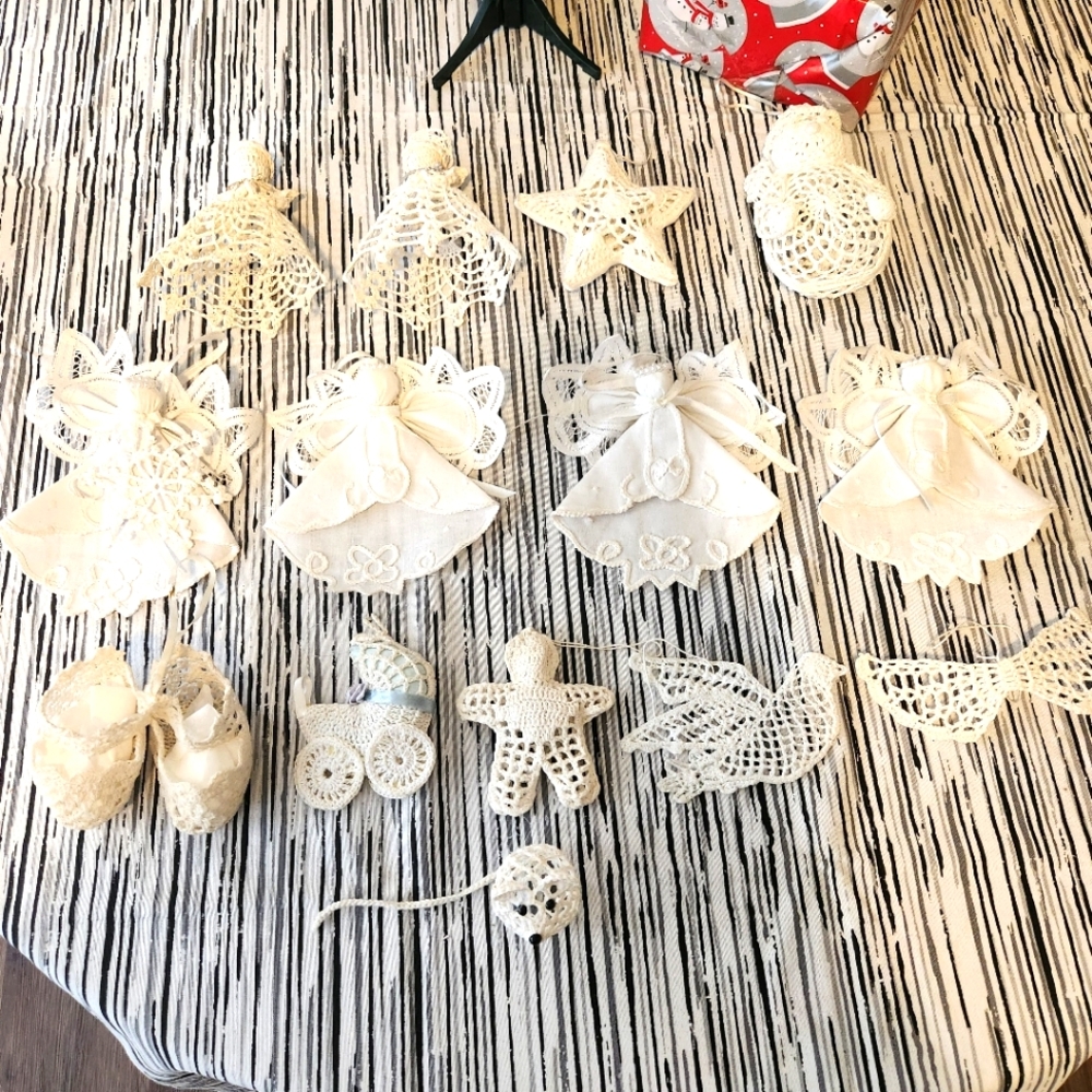 90+ Year Old Crocheted Christmas Ornaments.
